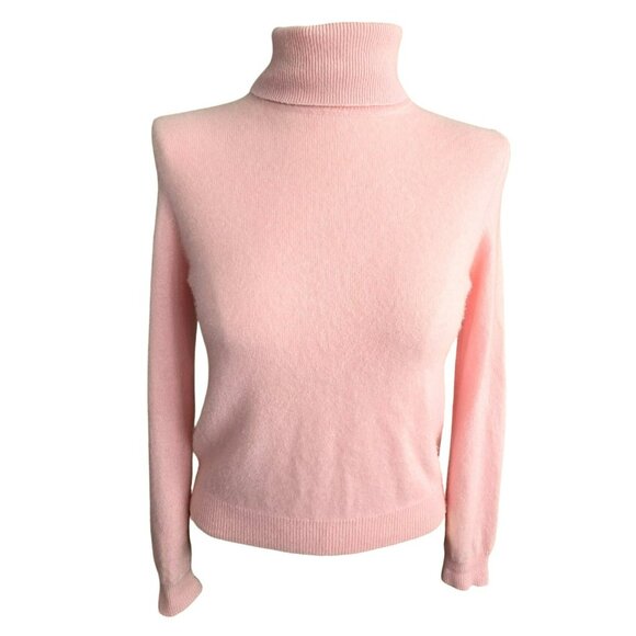 Vintage Valerie Stevens 100% Cashmere Pink Turtleneck Sweater M Womans HS156 - Picture 1 of 9